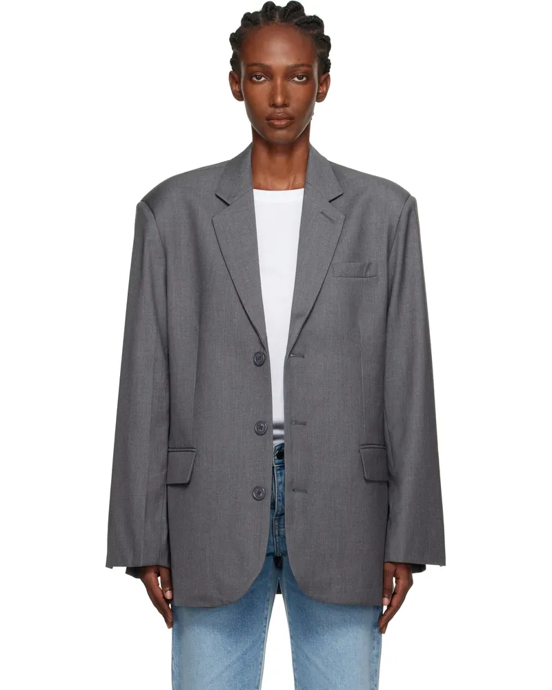 FRANKIE Shop Gray Gelso Oversized Blazer Dark