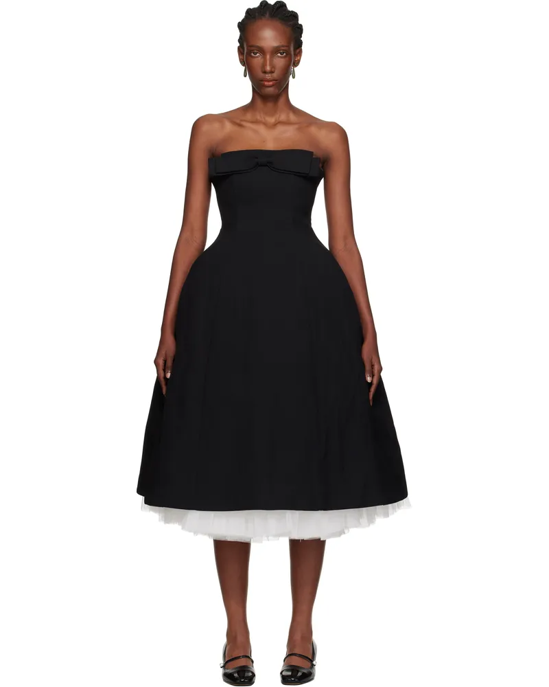 SHUSHU/TONG Black Bowknot Bandeau Midi Dress Ba100