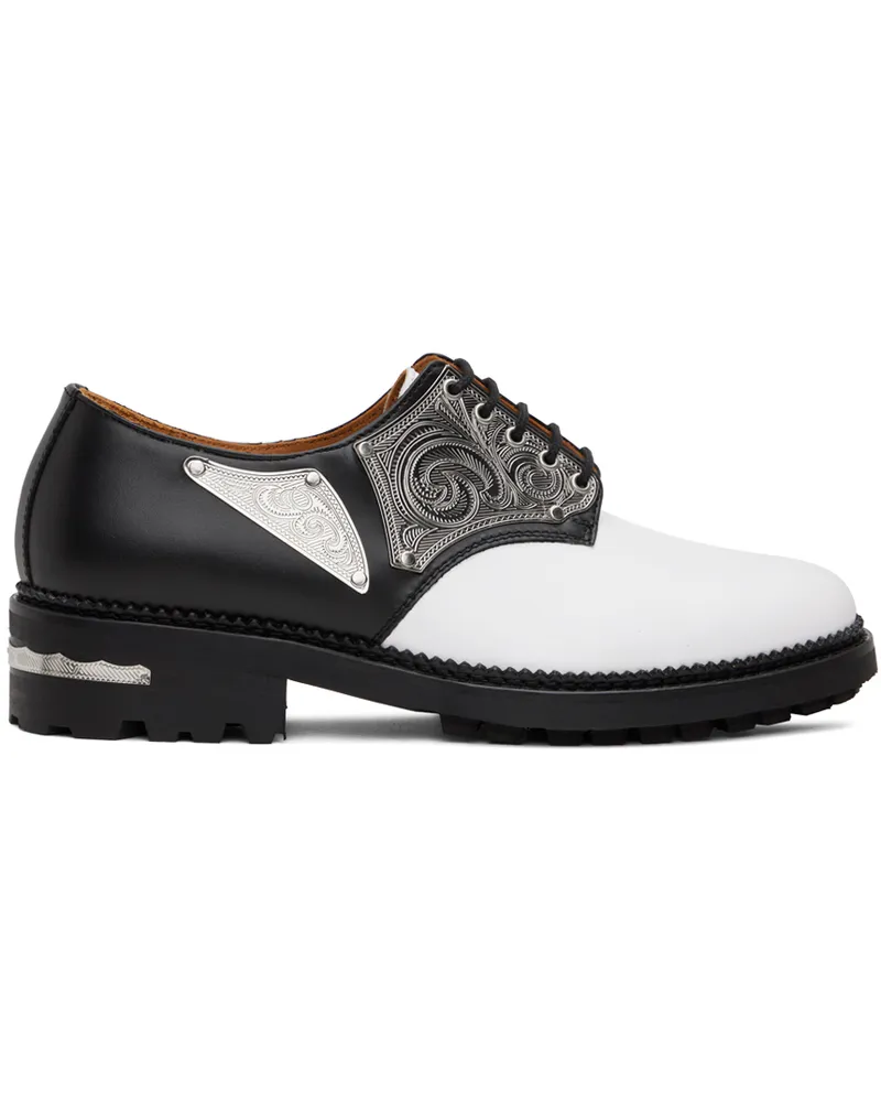 Toga Black & White Metal Plate Oxfords Black
