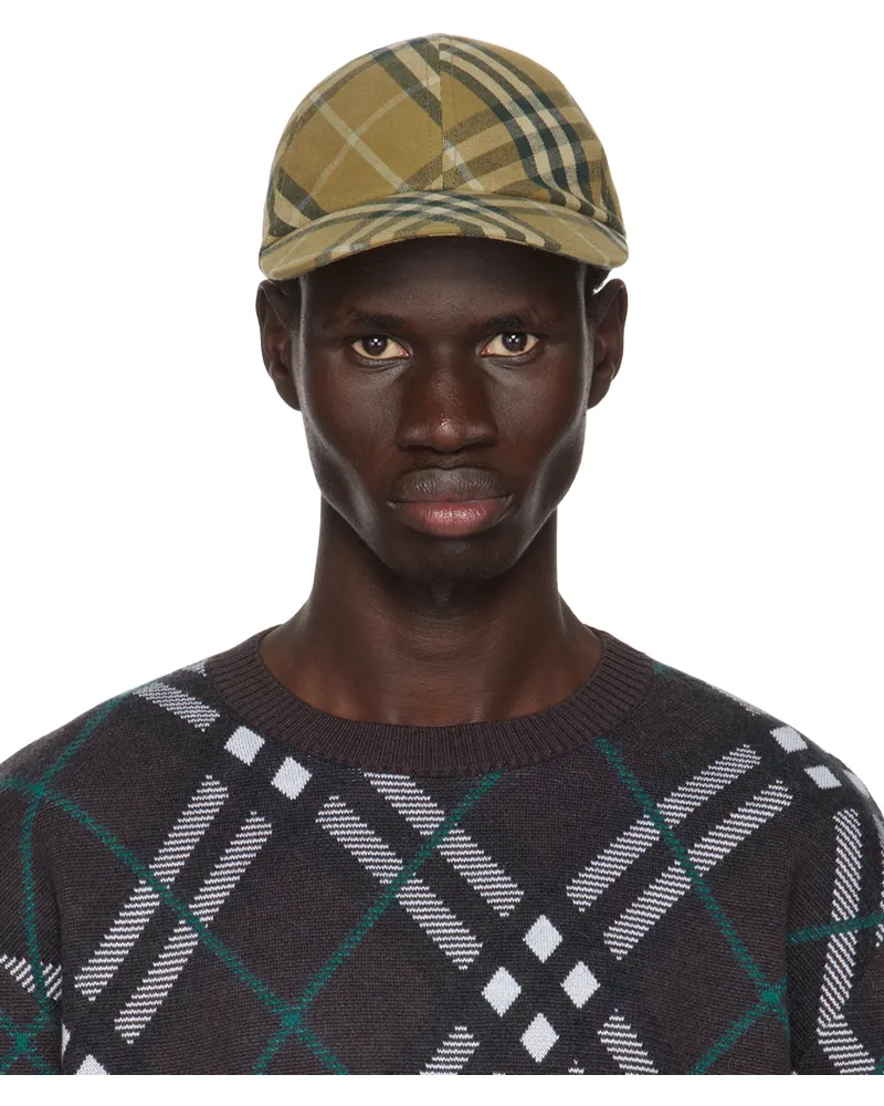 Burberry Khaki Check Cotton Baseball Cap Camp