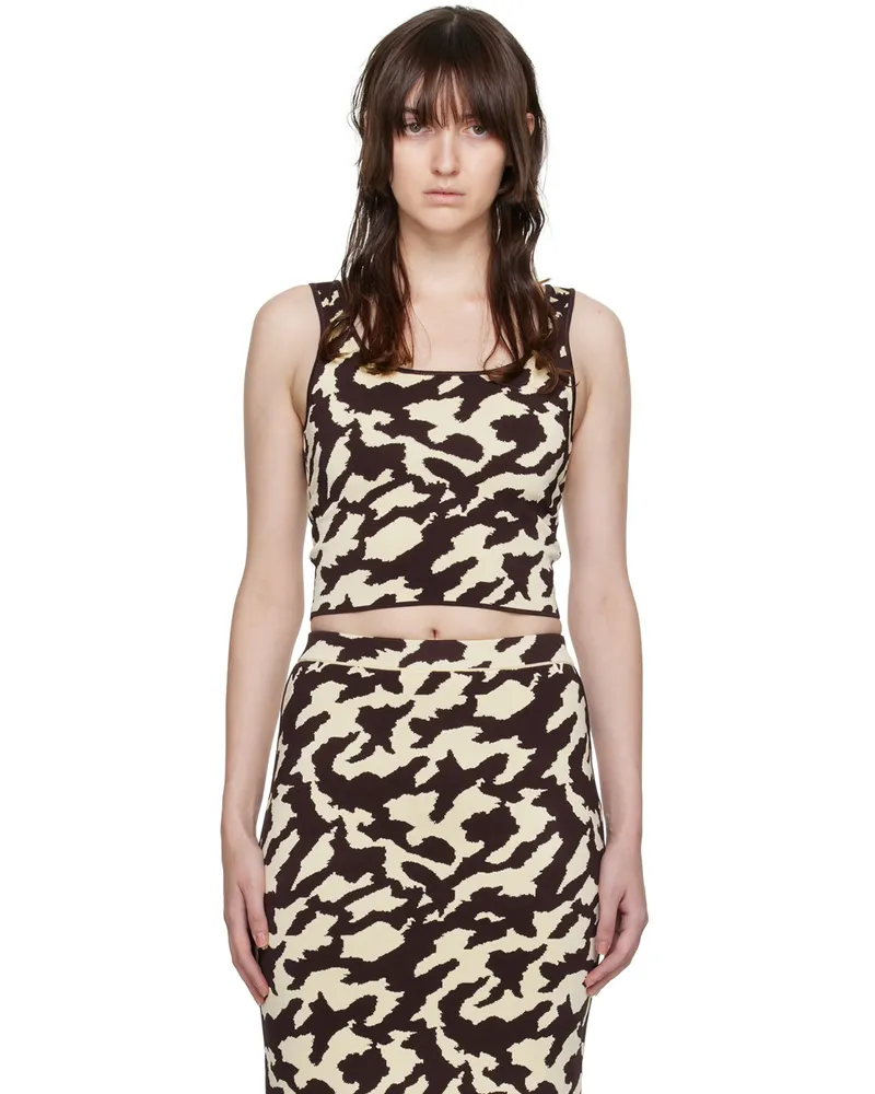 Nanushka Brown & Off-White Sabrina Tank Top Painterly