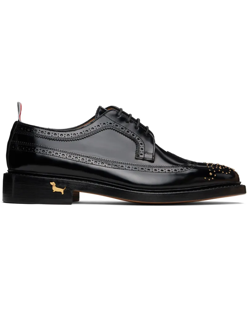 Thom Browne Black Spazzolato Leather Longwing Brogues 001black