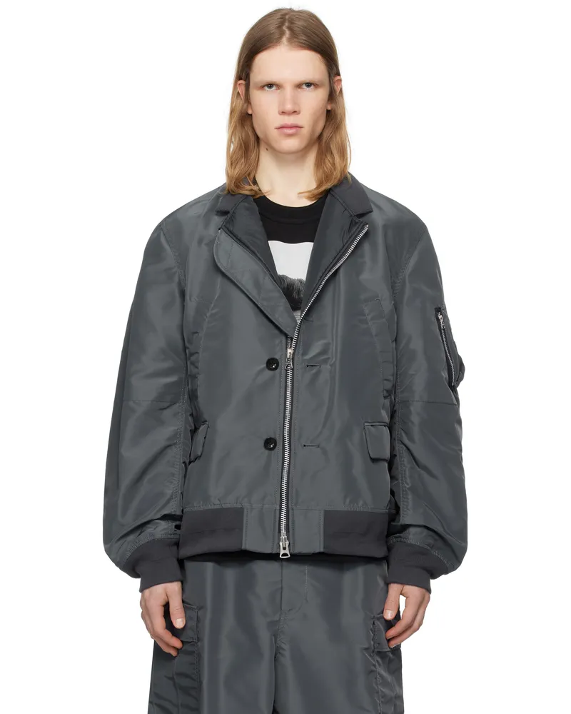 Sacai Blue Nylon Twill Bomber Jacket 375