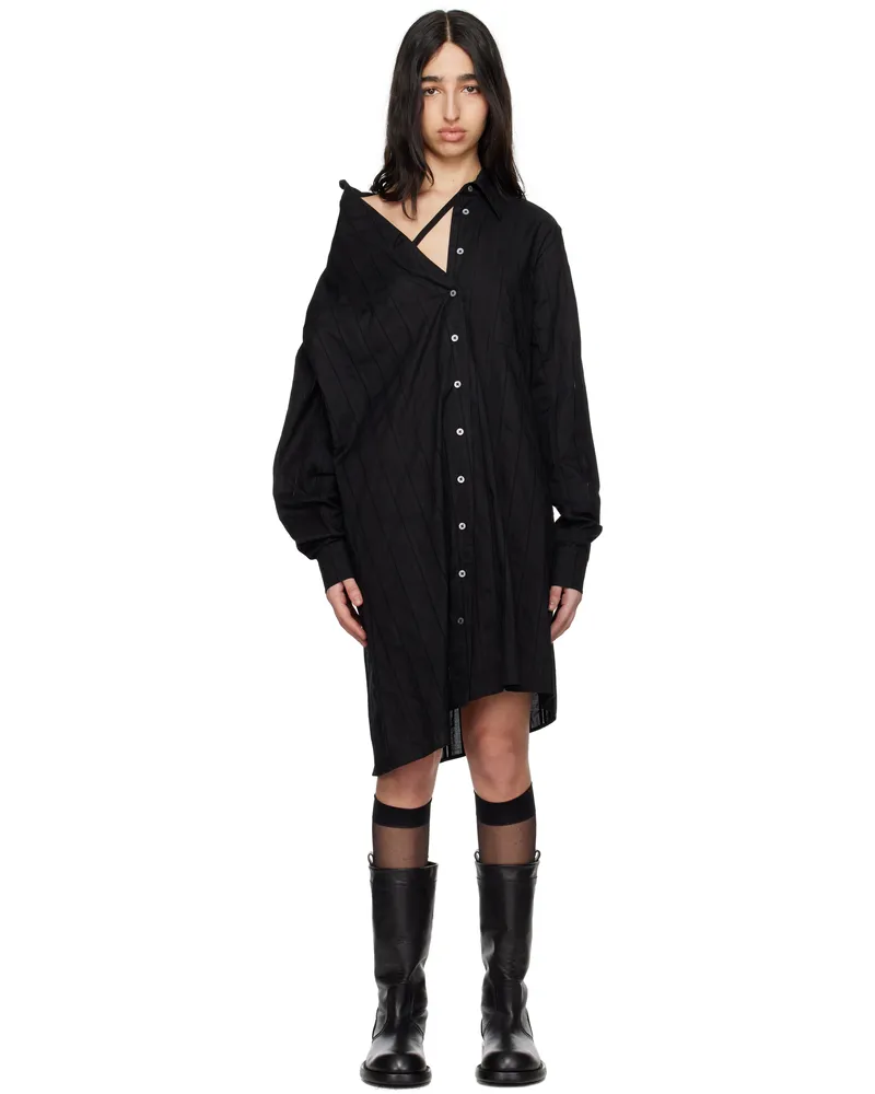 Ann Demeulemeester Black Halina Dropped Shoulder Shirt Minidress 099