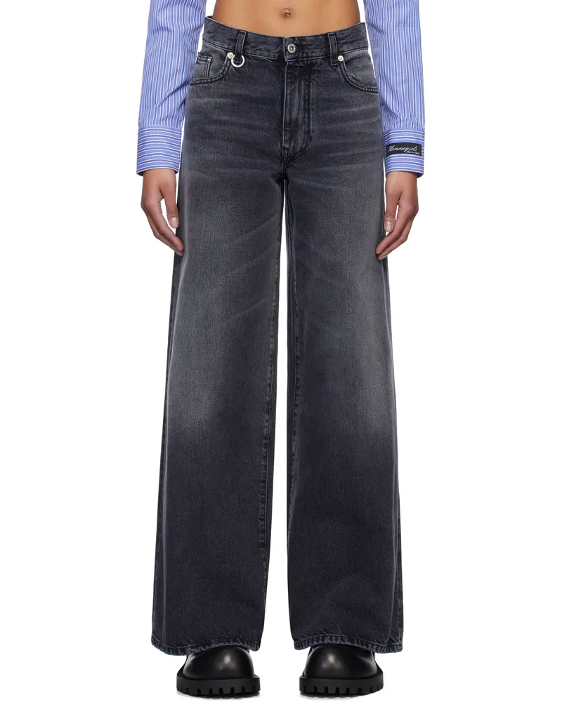 WE 11 DONE Black Oversized Washed Jeans Black