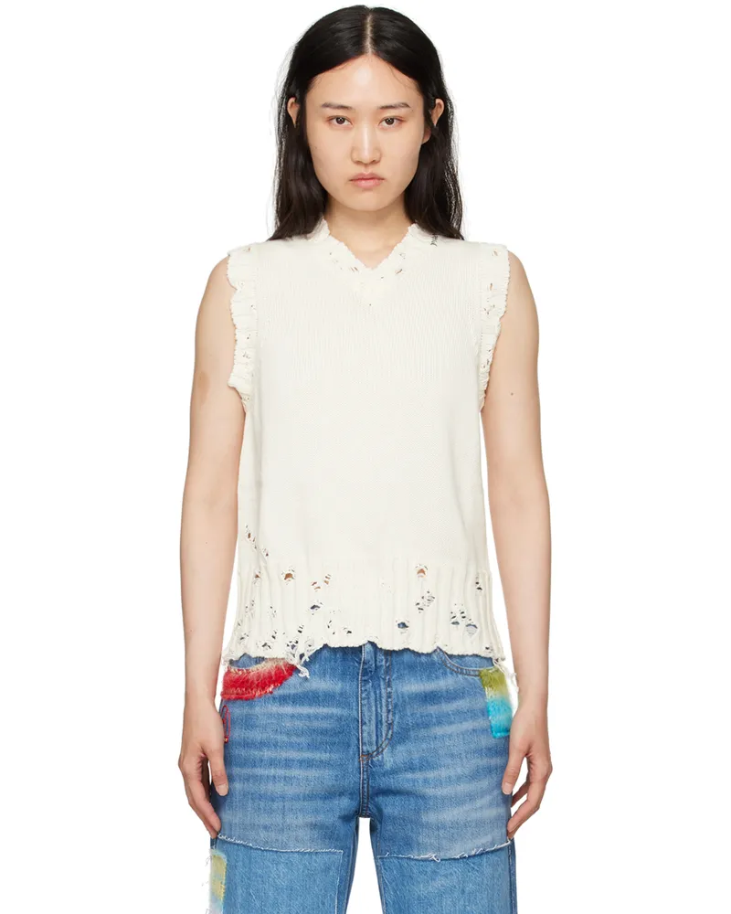 Marni Off-White Dishevelled Vest 00w01
