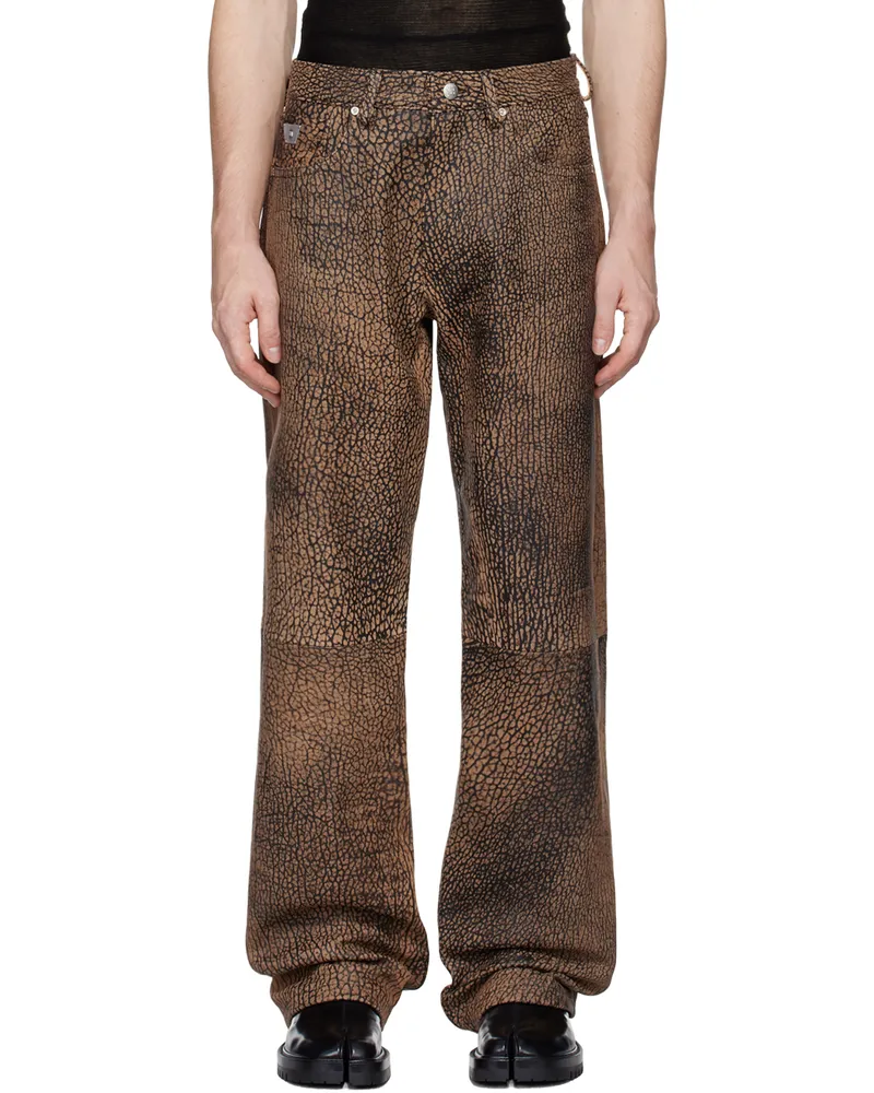 MISBHV Brown Safari Leather Pants Safari