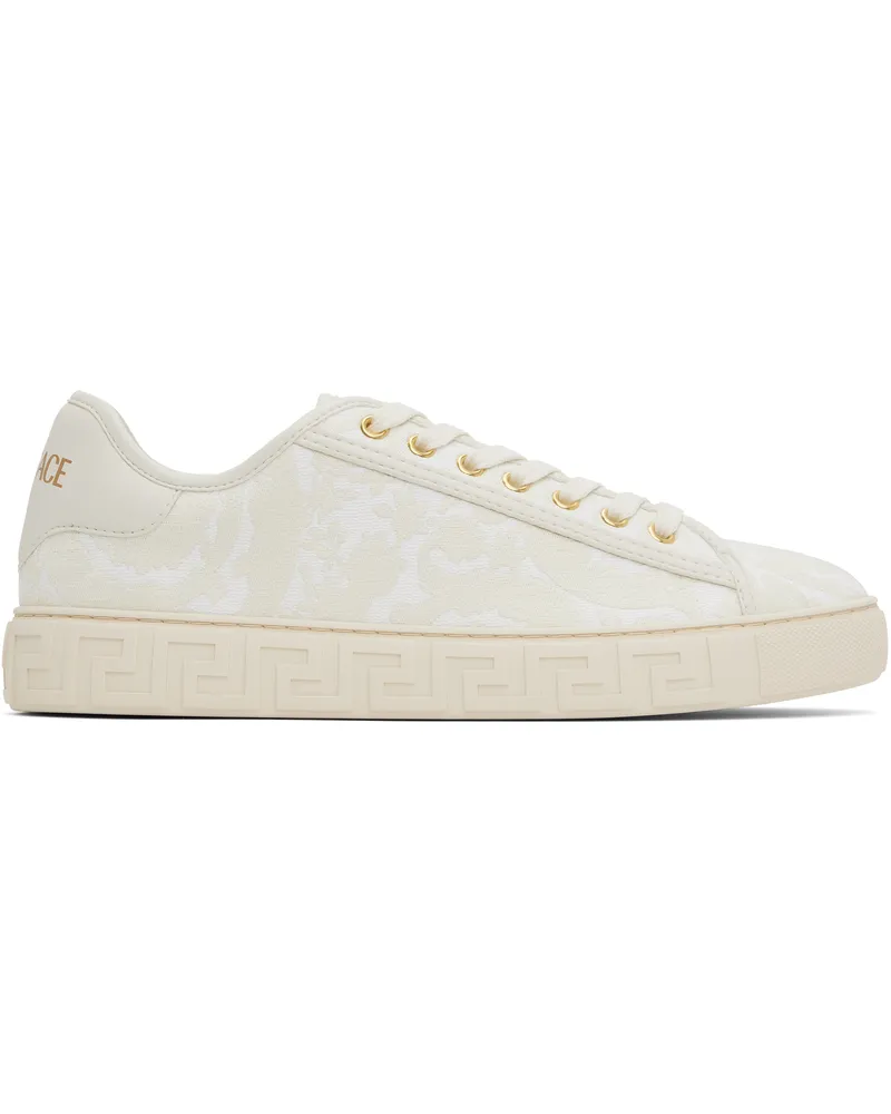 Versace Beige Barocco Greca Sneakers 2ws4v-snow-versace-g