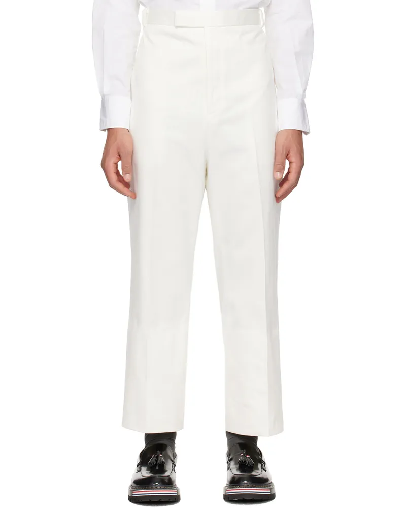 Thom Browne White Rolled Cuff Trousers 100