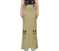 Khaki Petal Maxi Skirt
