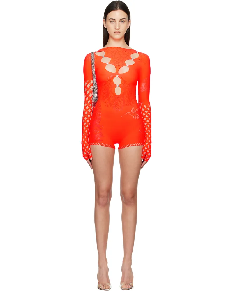 Poster Girl Orange Rhinestoned Janice Jumpsuit Cherry