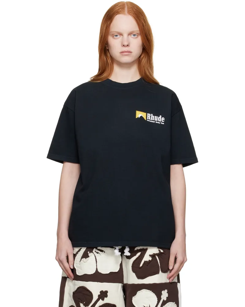 RHUDE Black 'International Racing' Logo T-shirt 0027