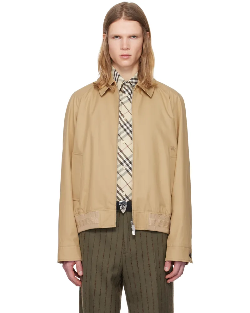 Burberry Beige Gabardine Chester Harrington Jacket Flax
