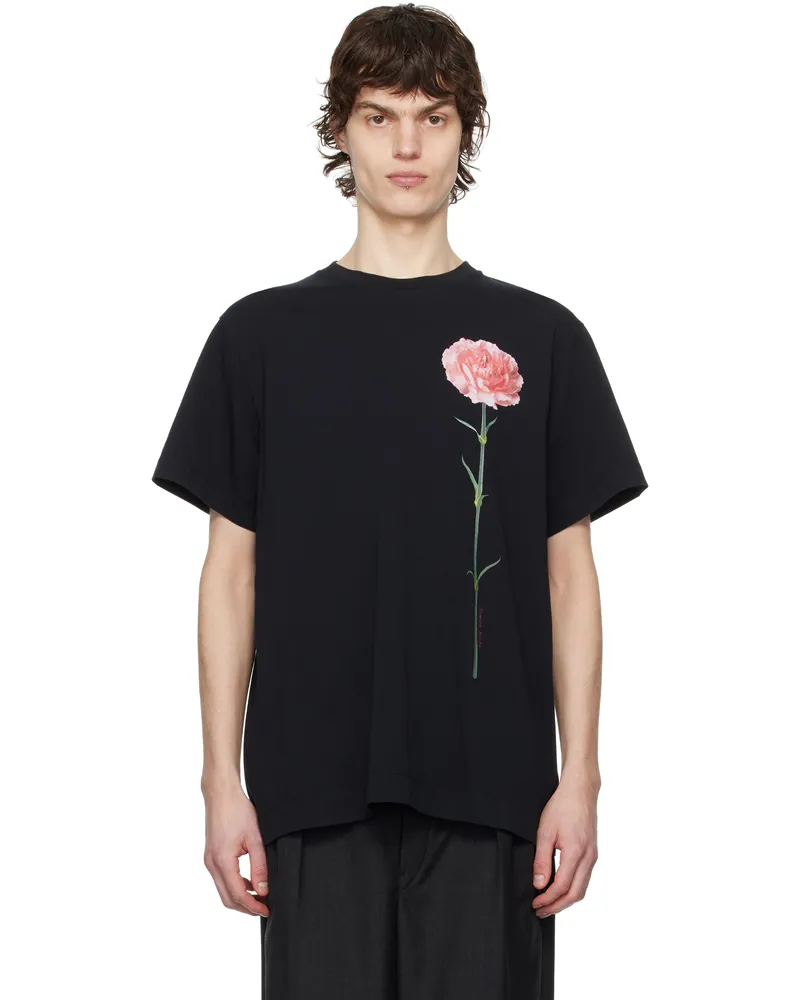 Simone Rocha Black Carnation Print Short Sleeve T-shirt Black