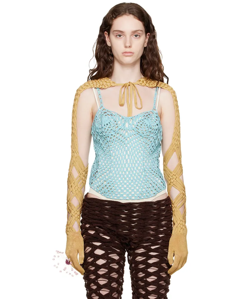 Isa Boulder Blue Cutout Tank Top Aqua
