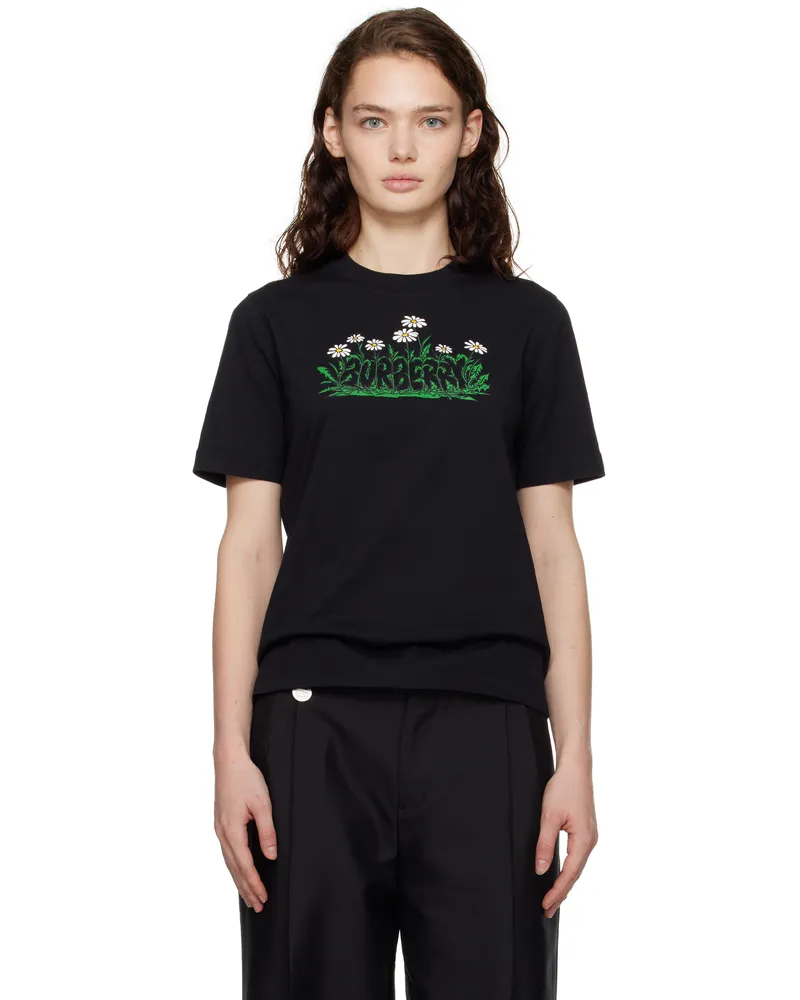 Burberry Black Daisy Logo Cotton T-shirt Black