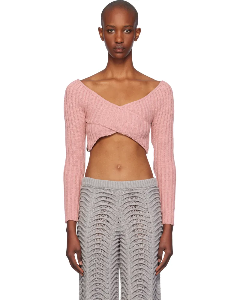 Isa Boulder Pink Crossed Sleeves Sweater Soft