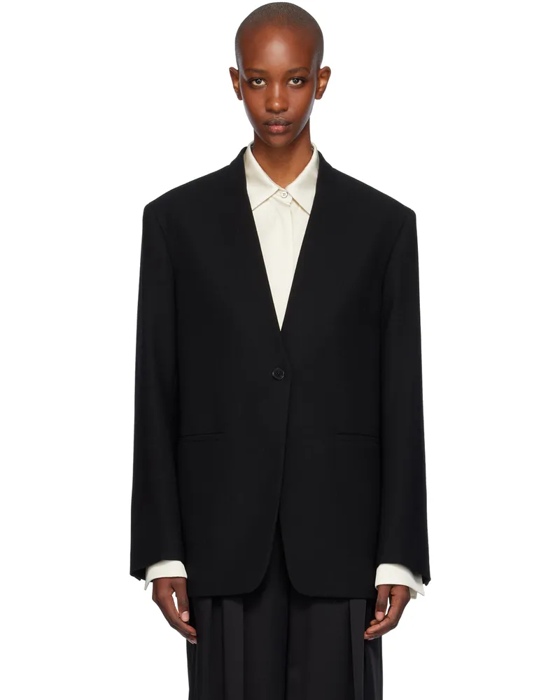 Jil Sander Black Single-Breasted Blazer 001