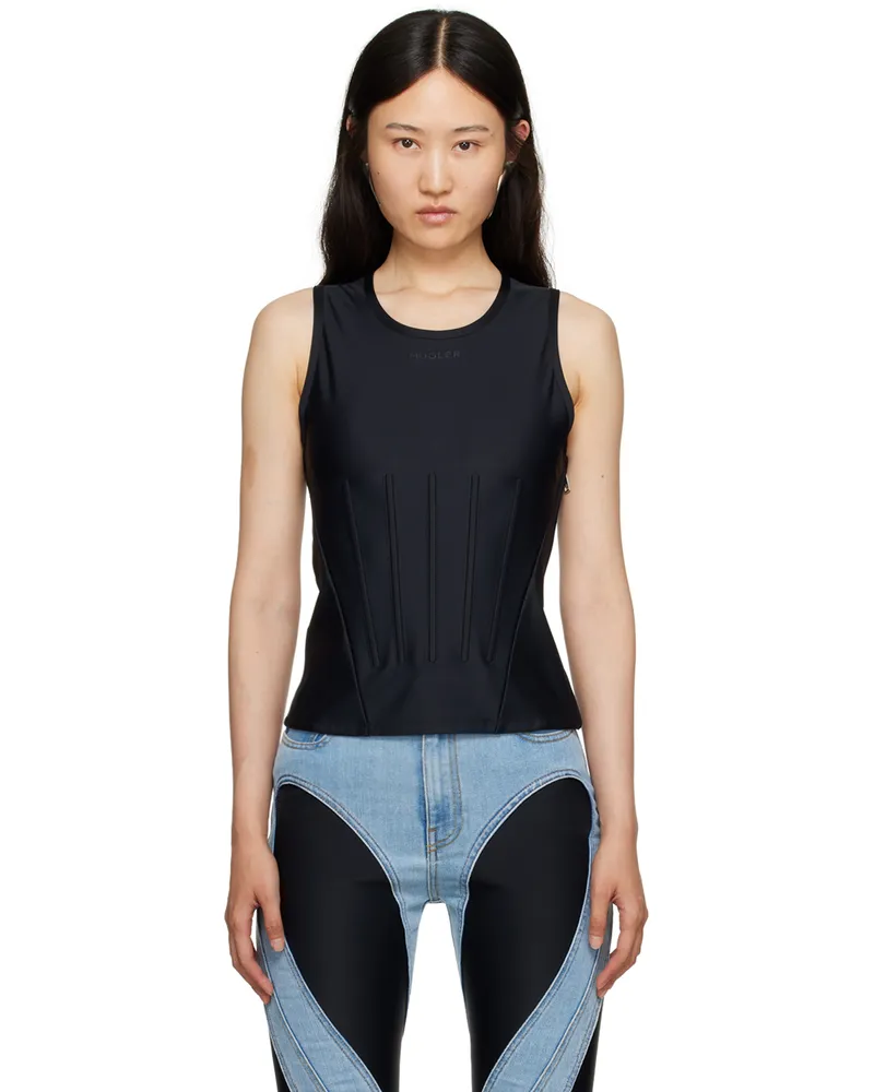 Thierry Mugler Black Embossed Tank Top 1999