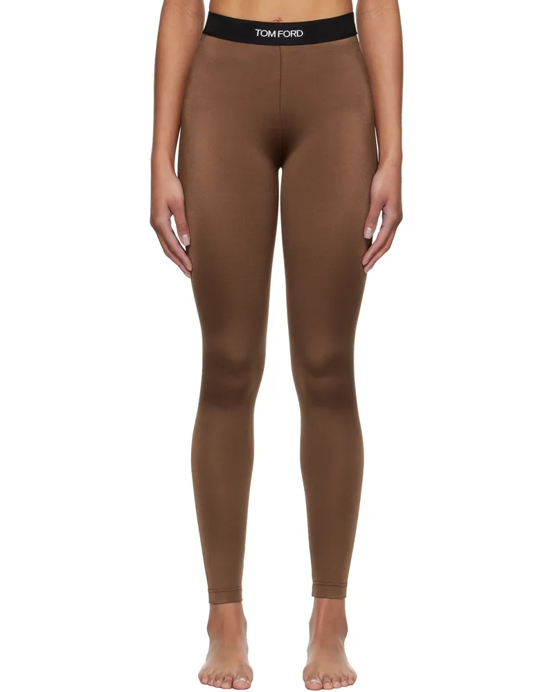 Tom Ford Brown Lustrous Signature Leggings Kb602