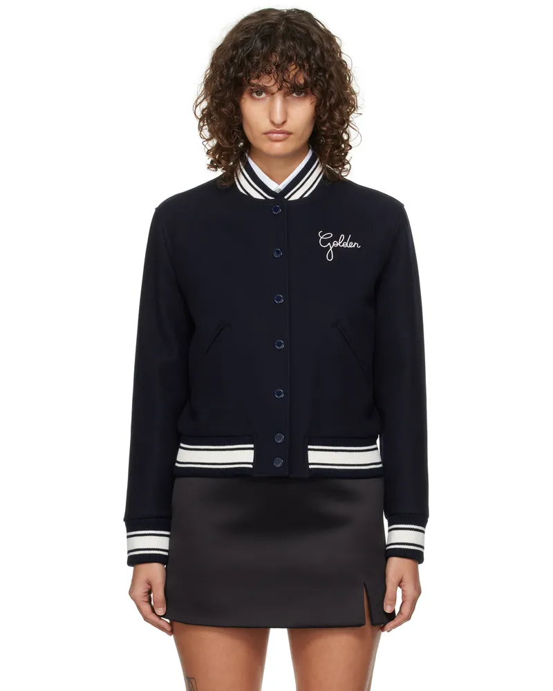 Golden Goose Navy Embroidered Bomber Jacket 50486