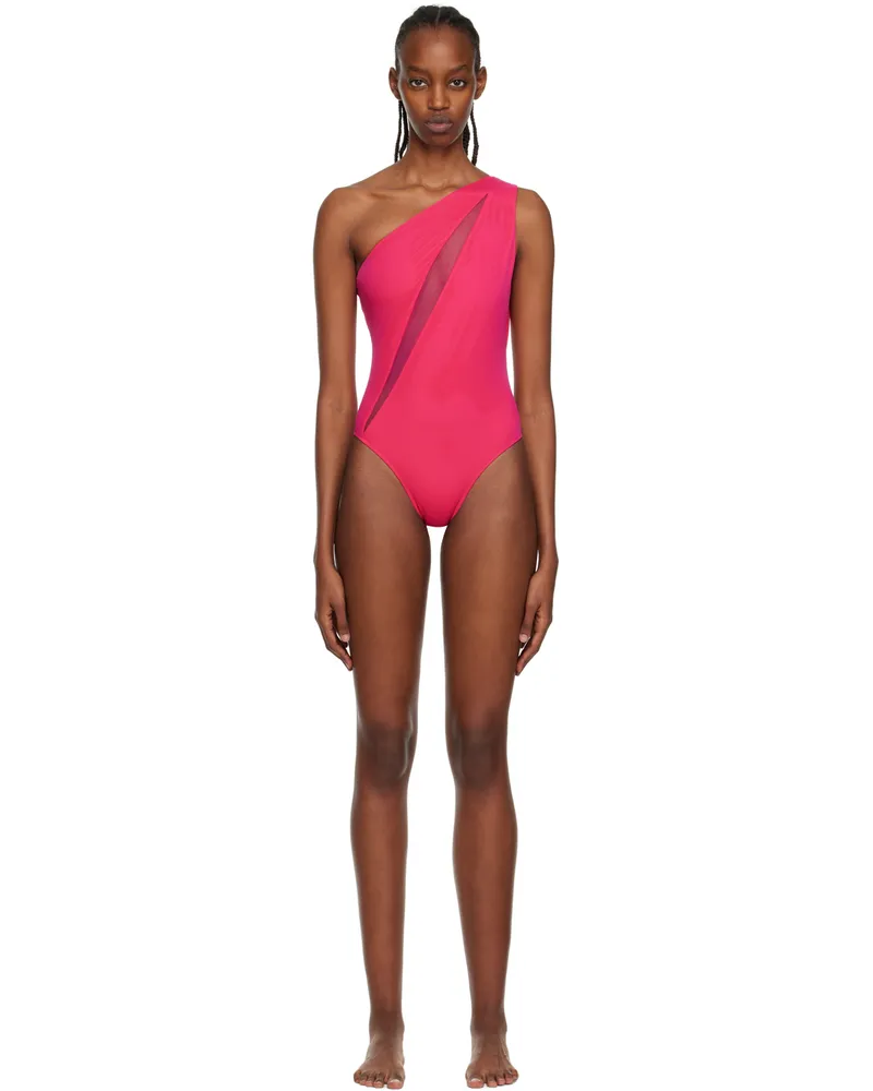 Versace Pink Slashed One-Piece Swimsuit 1pm60-tropical