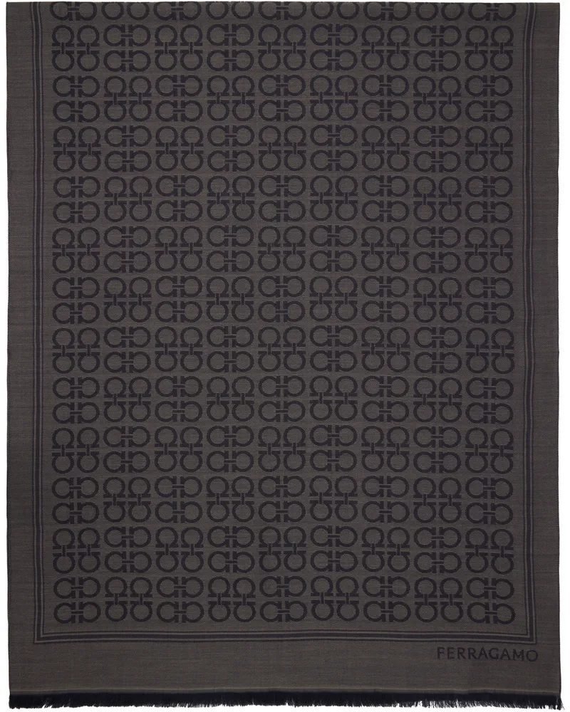 Ferragamo Gray Gancini Stole Scarf Toupe