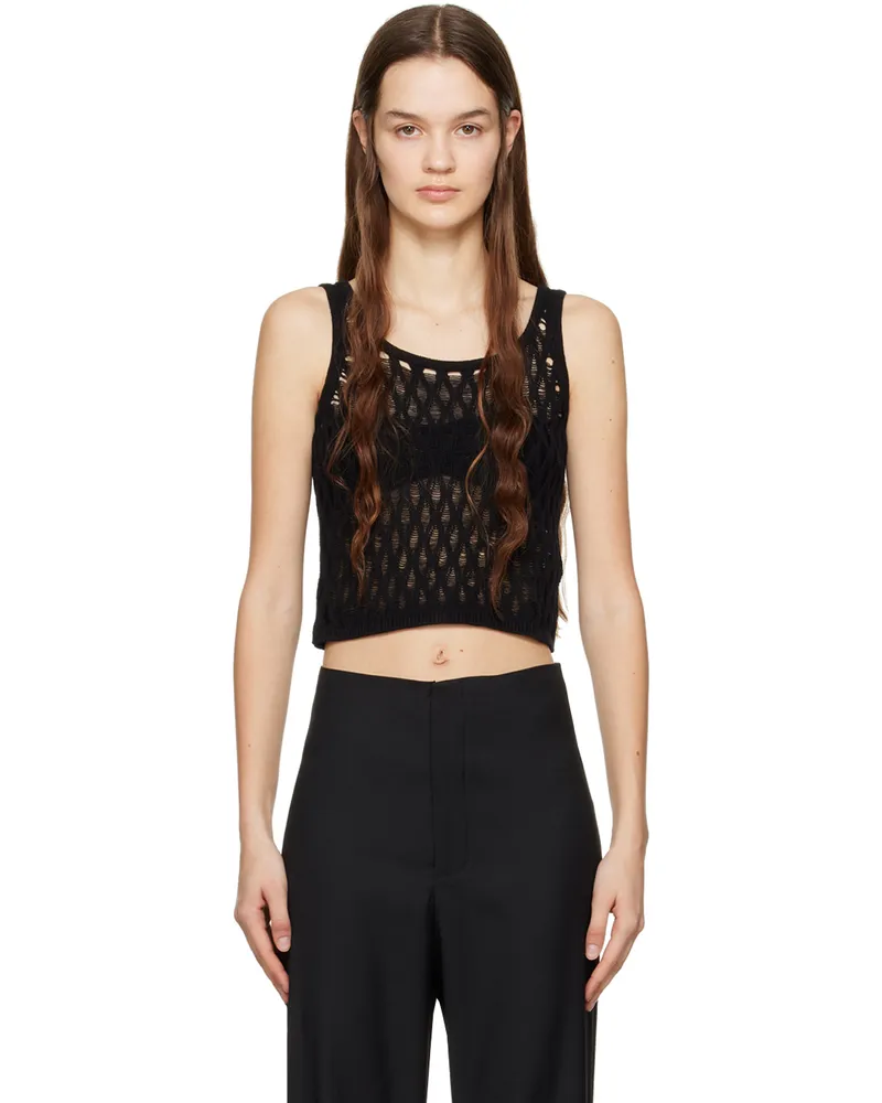 Wynn Hamlyn Black Semi-Sheer Tank Top Black