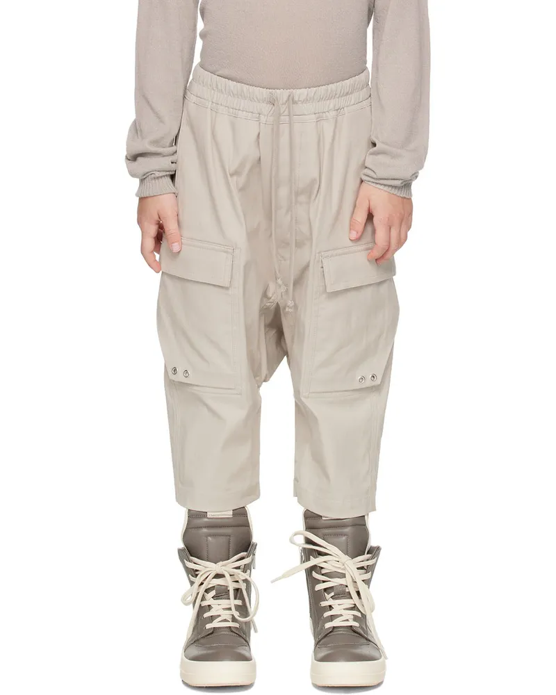 Rick Owens Kids Beige Pods Long Cargo Shorts 08