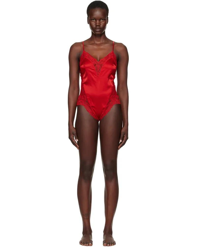 Fleur Du Mal Red Venus Lace Teddy Bodysuit 0323