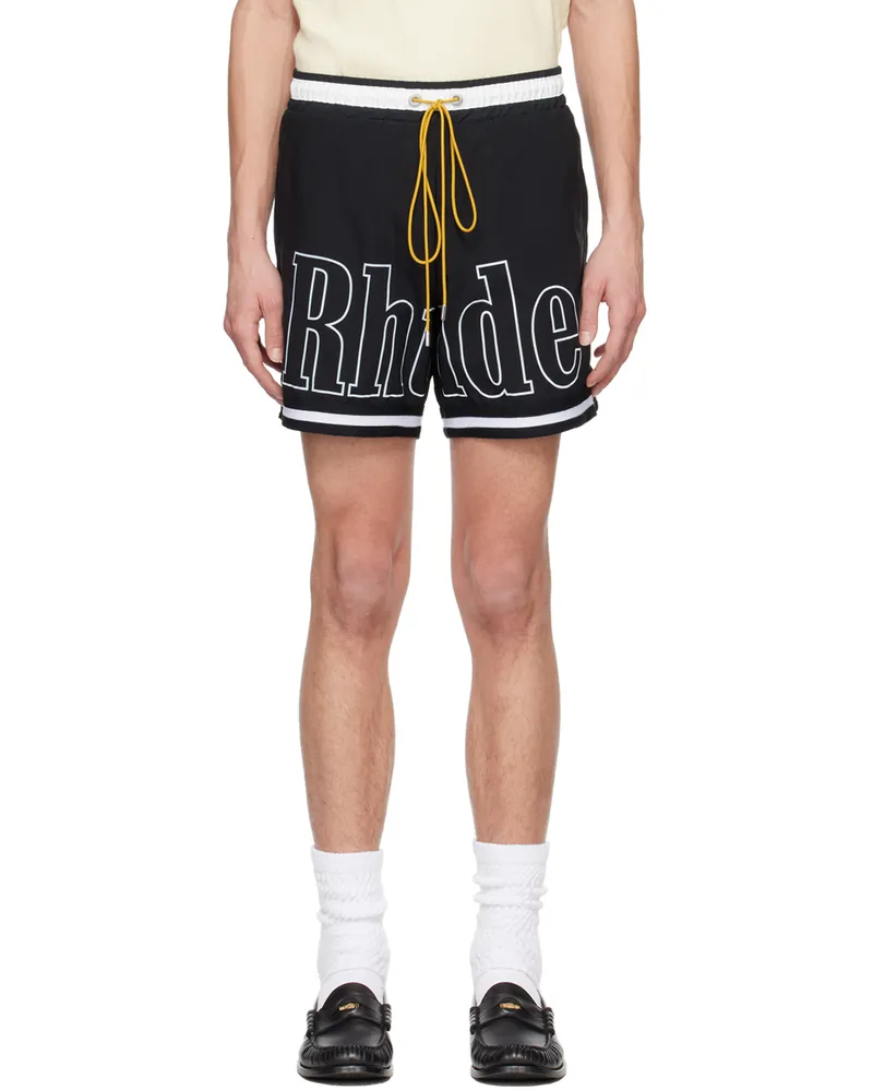 RHUDE Black Striped Swim Shorts Black