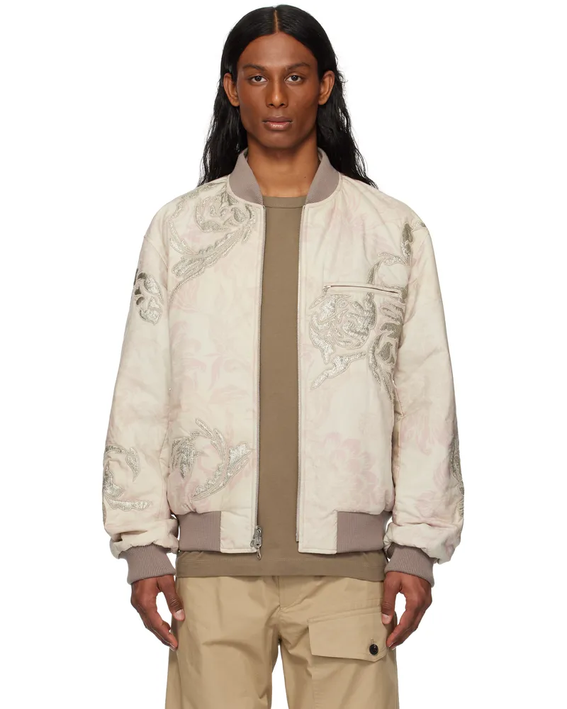 Dries van Noten Off-White & Pink Floral Reversible Bomber Jacket 313