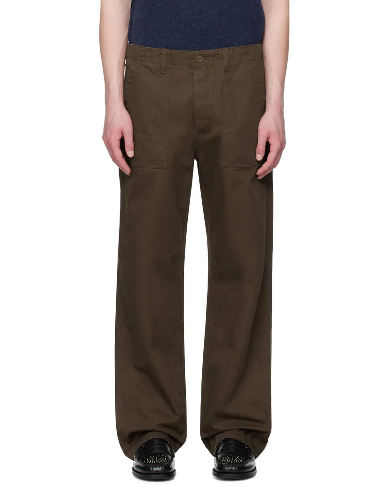 Nudie Jeans Brown Tuff Tony Fatigue Trousers Walnut