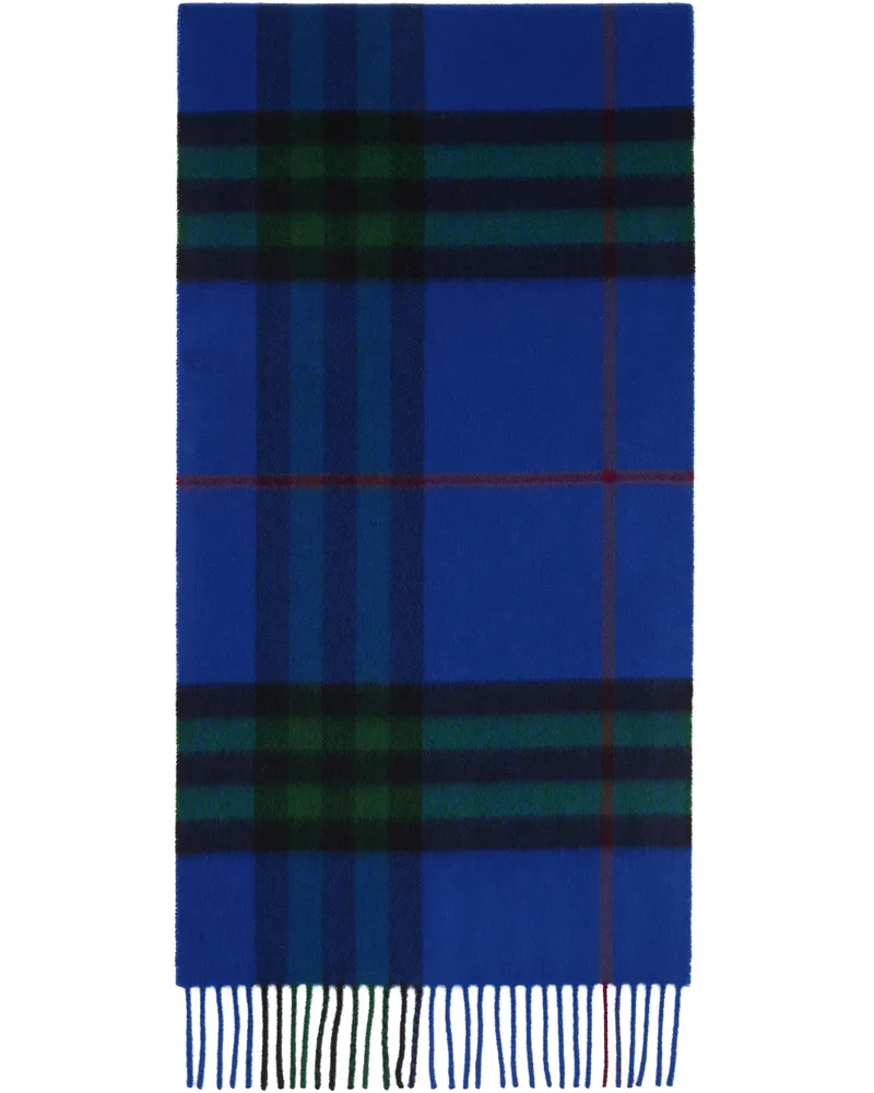 Burberry Navy & Green Check Cashmere Scarf Knight