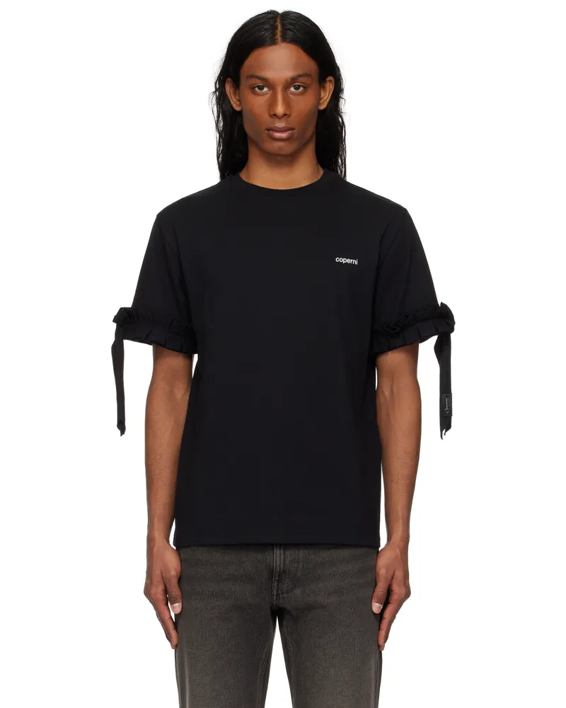 COPERNI Black Ruffle Logo Boxy T-shirt Black