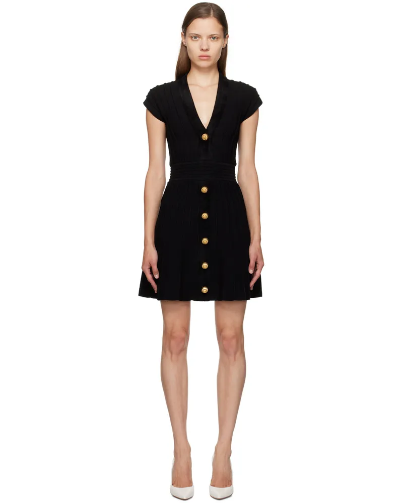 Balmain Black Flare Minidress 0pa