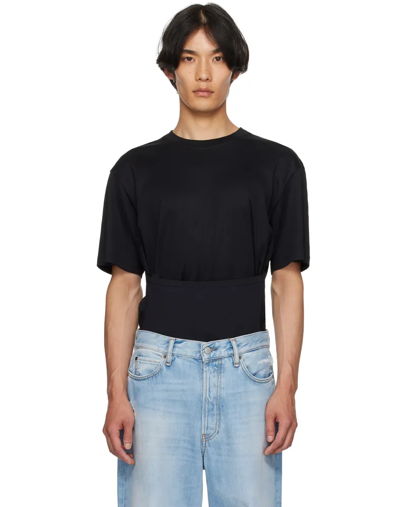 Thierry Mugler Black Boxy Corset T-shirt Black