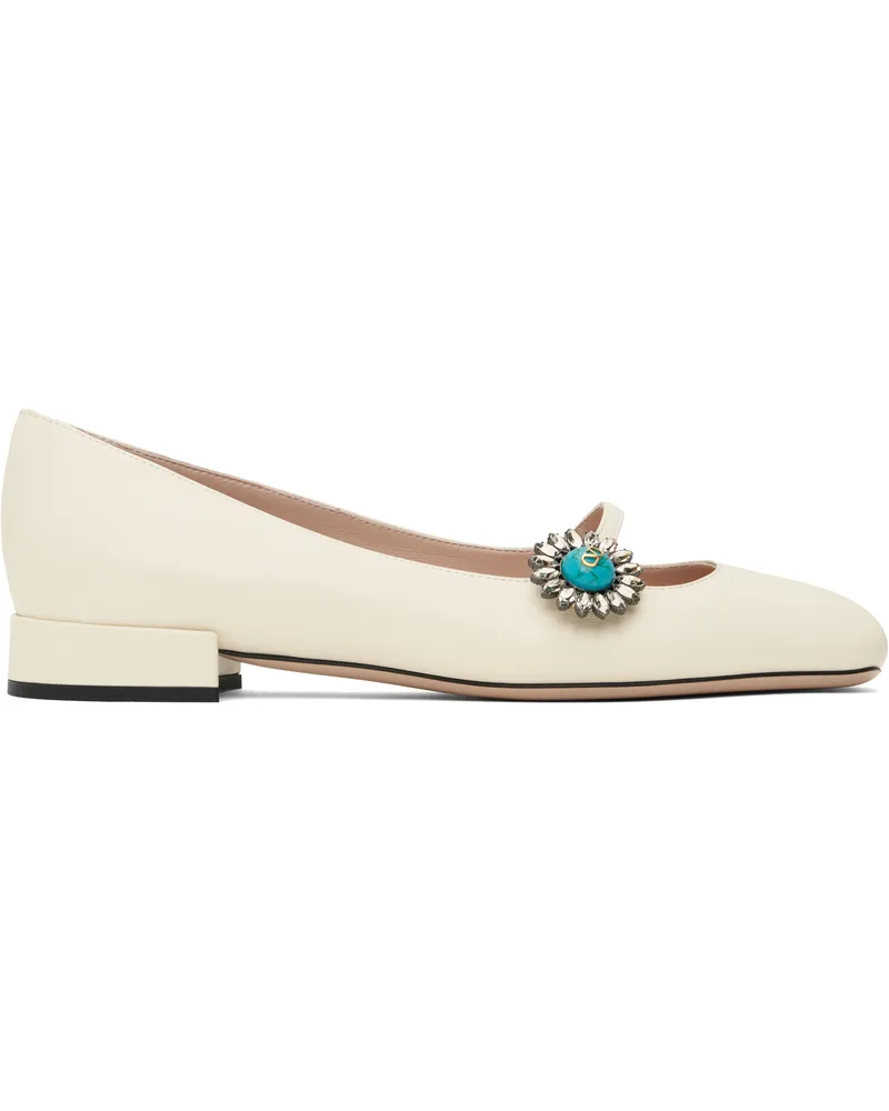 Valentino Garavani Off-White Mary-Jane Preshoes Ballerina Flats 9tk