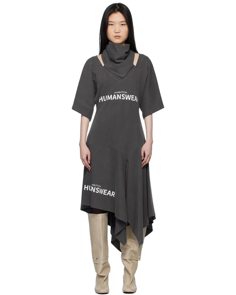 pushBUTTON Gray Scarf Midi Dress Gray