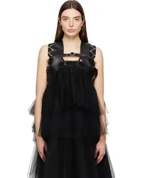 Noir Kei Ninomiya Black Coin Pocket Faux-Leather Vest Black