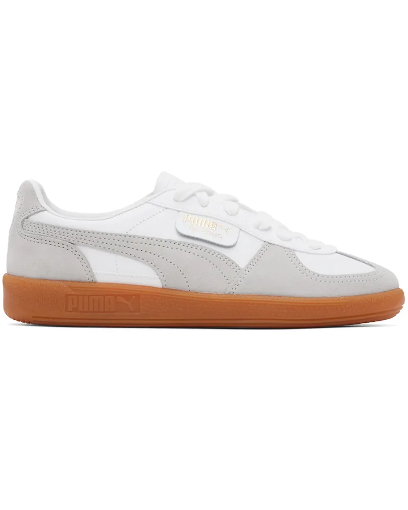 Puma White & Gray Palermo Leather Sneakers Puma