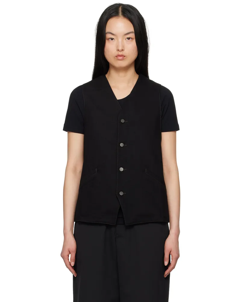 Christophe Lemaire Black Button Denim Vest Bk999