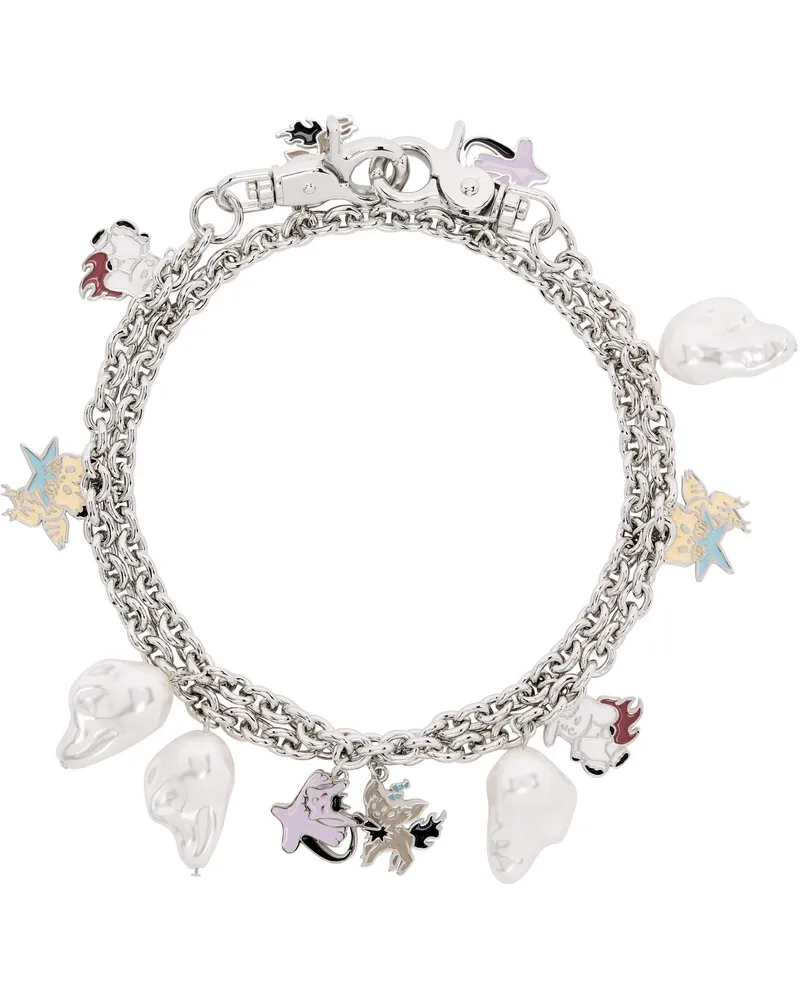 WE 11 DONE Monster Charms Necklace Silver