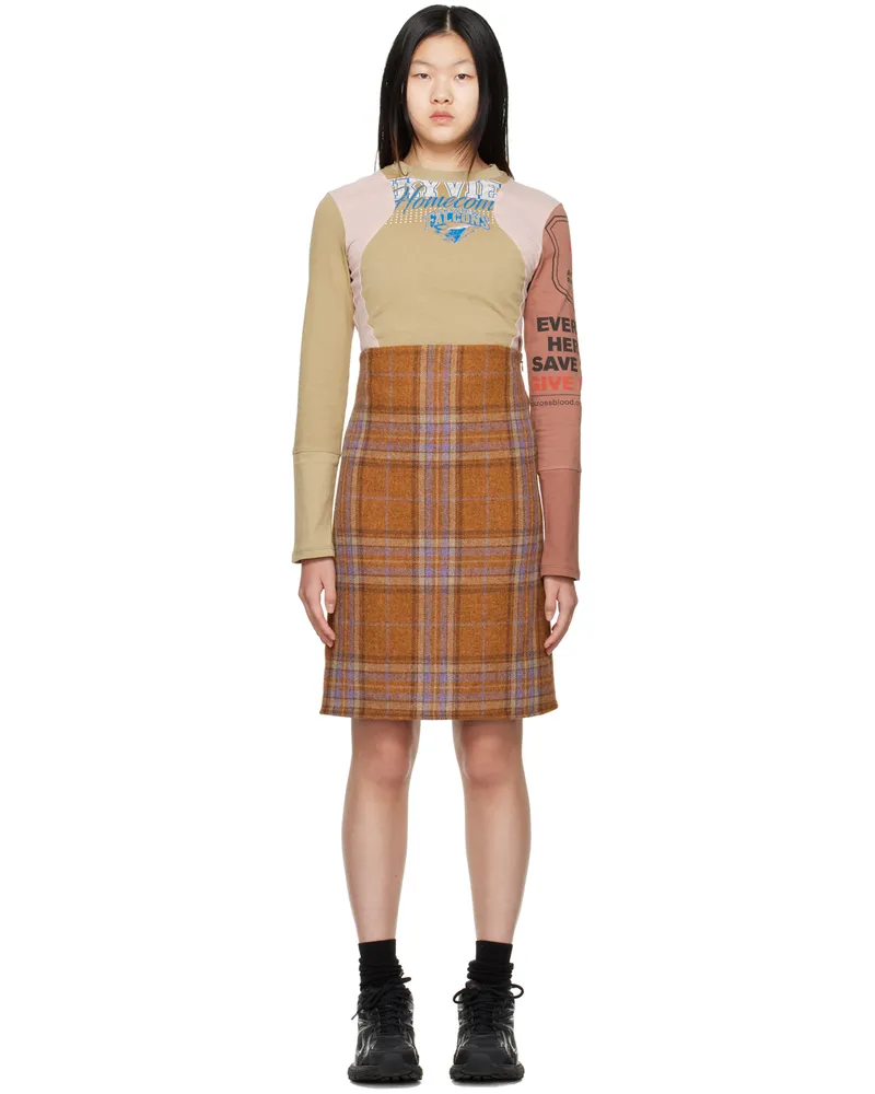 WE 11 DONE Orange Plaid Minidress Orange