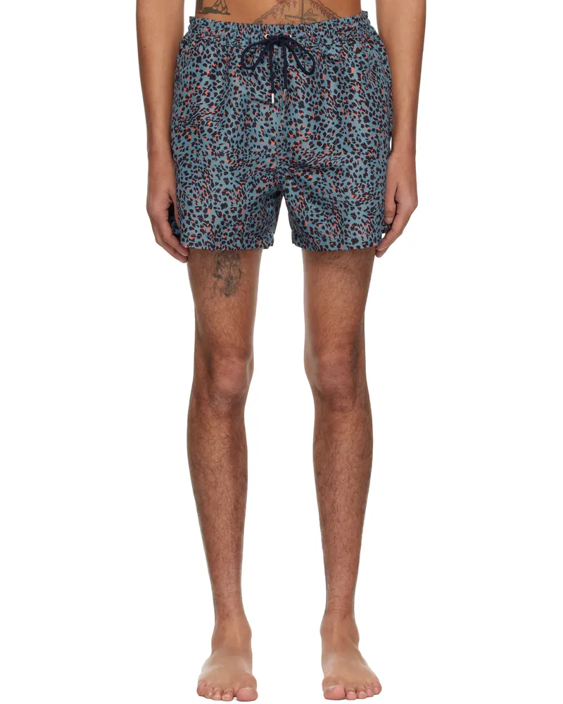 Paul Smith Blue Leopard Print Swim Shorts 44