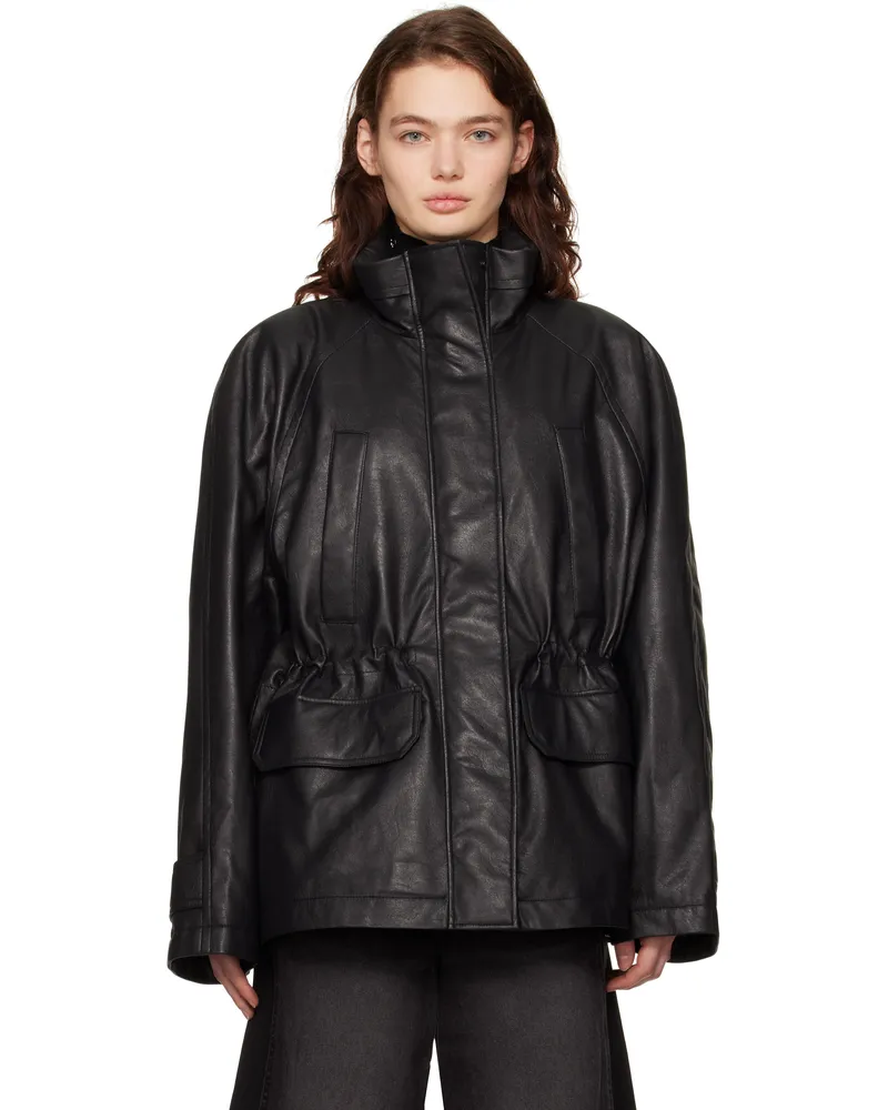 JUUN.J Black Utility Safari Faux-Leather Jacket 5