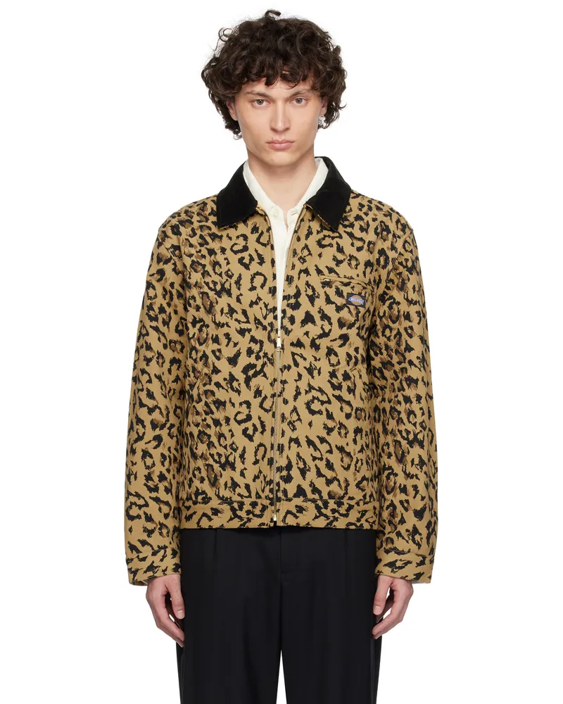 Wacko Maria Beige Dickies Edition Leopard Work Jacket Beige