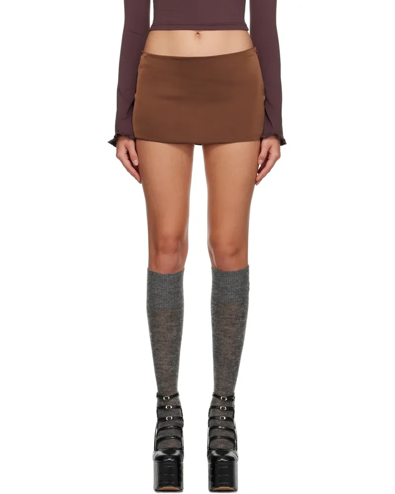 GUIZIO Brown Zip Miniskirt Chocolate