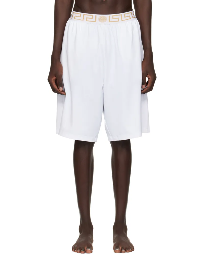 Versace White Greca Border Swim Shorts 2w110-white+gold