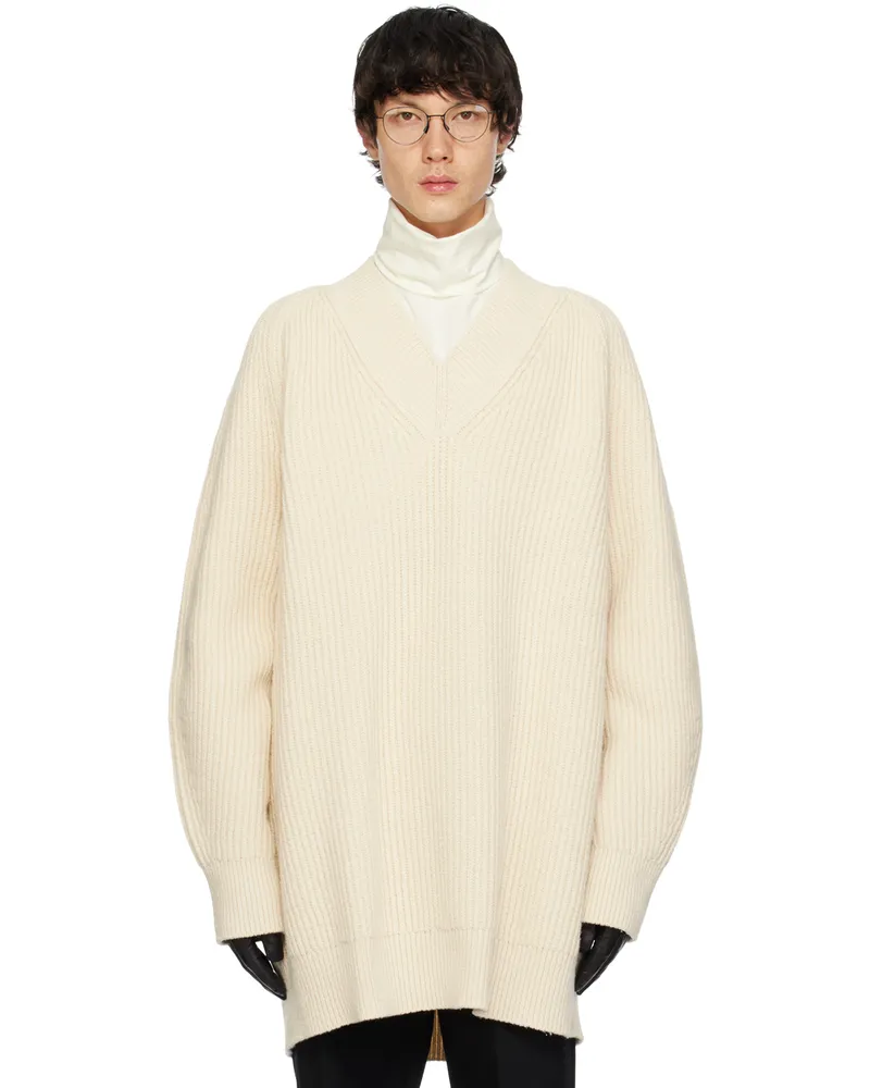Jil Sander Off-White V-Neck Sweater 104